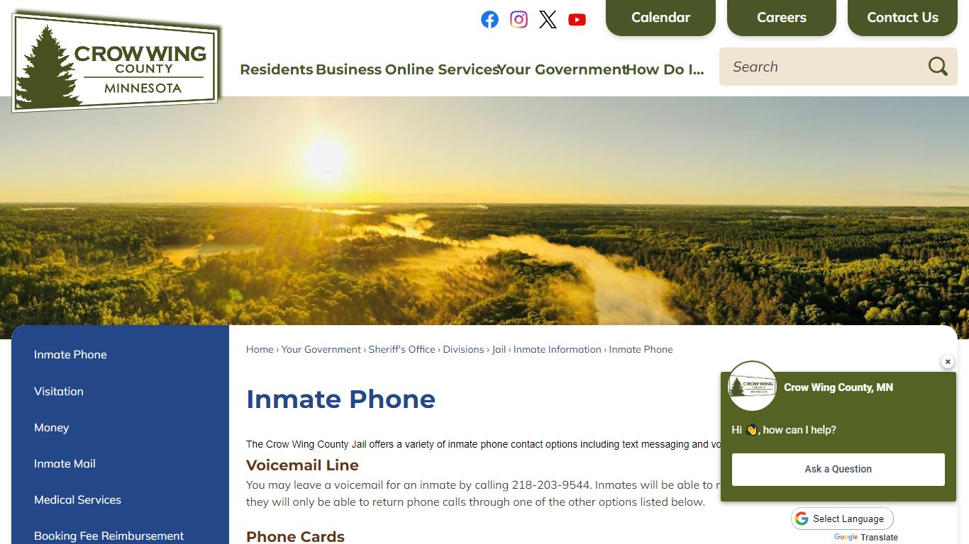 Inmate Phone | Crow Wing County, MN - Official Website
