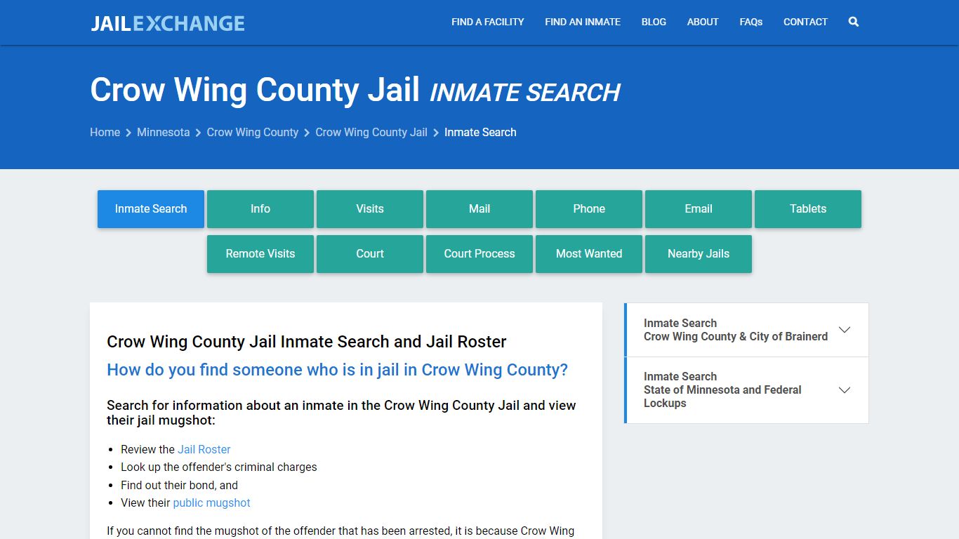 Inmate Search: Roster & Mugshots - Crow Wing County Jail, MN